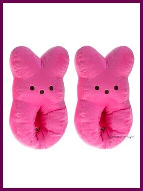 Peeps Bunny Plush Slippers Faux Fur House Shoes